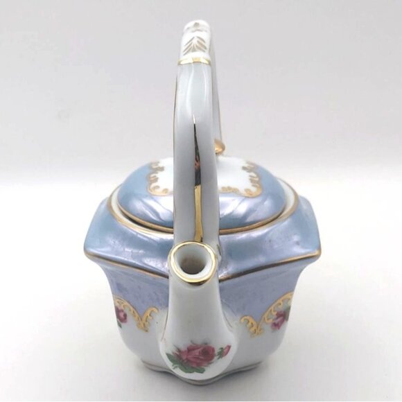 Vintage Porcelain Floral Teapot For One Lusterware With Lid Gold Trim China - Picture 5 of 9